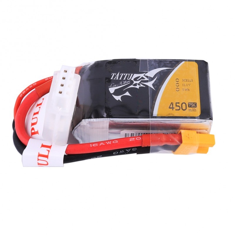 Batterie Lipo Tattu 3S 450mah 75C (XT30)