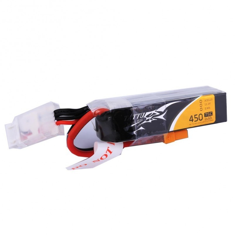 Batterie Lipo Tattu 3S 450mAh 75C (XT30) - Long Size