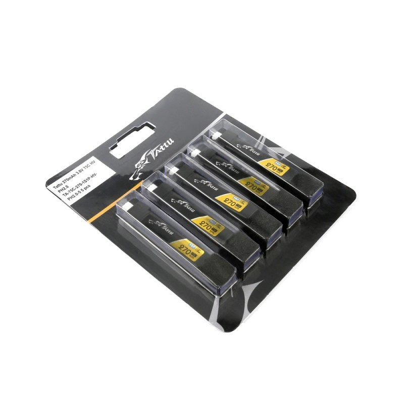 Batterie Lipo Tattu 1S-270mAh 3.8V 75C - PH2.0 (pack de 5)