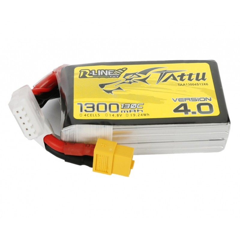 Tattu R-Line Version 3.0 1300mAh 14.8V 120C 4S1P Lipo Battery Pack w/ XT60 Plug