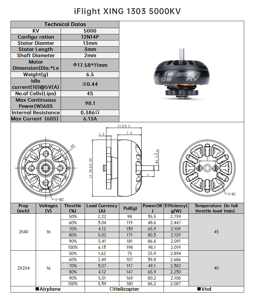 XING 1303 5000KV FPV Micro Motor Drone FPV racer